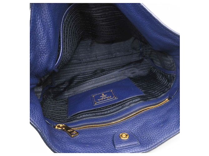 Prada Vitello Dino Tote Bag Blau - Ansicht 12