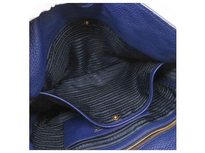 Prada Vitello Dino Tote Bag Blau - Ansicht 13