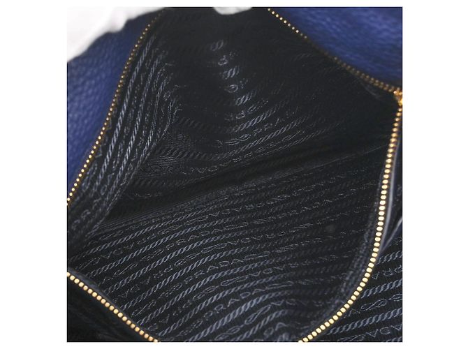 Prada Vitello Dino Tote Bag Blau - Ansicht 16