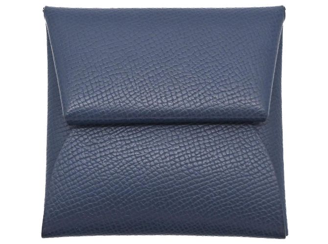 Hermès Hermes Bastia Wallet/Coin Case Navy blue Light green - view 2
