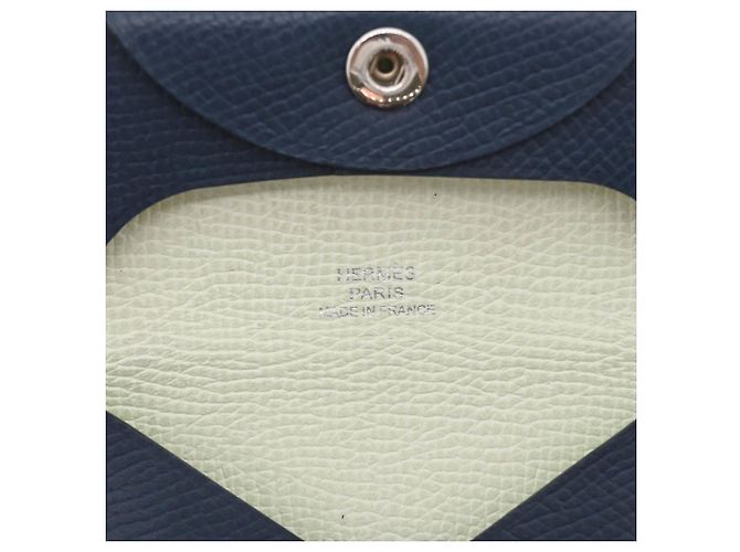 Hermès Hermes Bastia Wallet/Coin Case Navy blue Light green - view 9