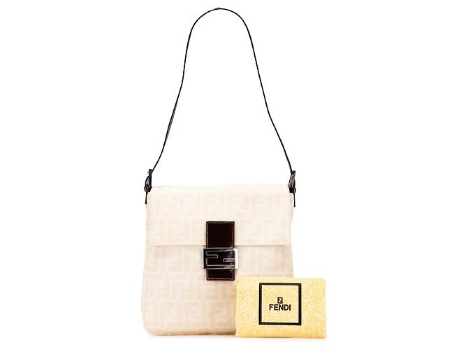 Fendi Braune Zucca Canvas Schultertasche Beige - Ansicht 11