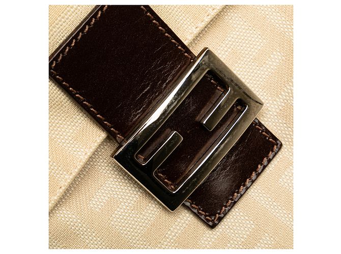 Fendi Braune Zucca Canvas Schultertasche Beige - Ansicht 9