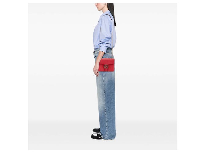 Gucci Rosso Piccolo Dollar in Pelle di Vitello Borsa a Spalla Interlocking G - vista 10