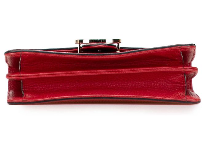 Gucci Rosso Piccolo Dollar in Pelle di Vitello Borsa a Spalla Interlocking G - vista 3