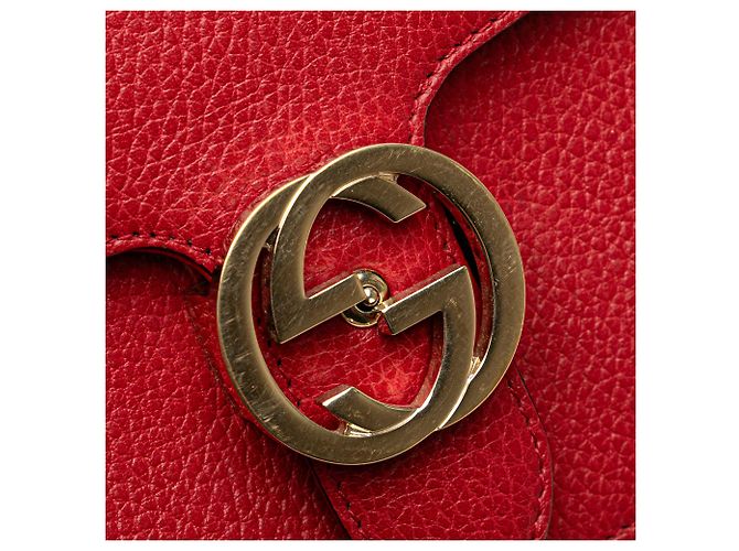 Gucci Rosso Piccolo Dollar in Pelle di Vitello Borsa a Spalla Interlocking G - vista 7