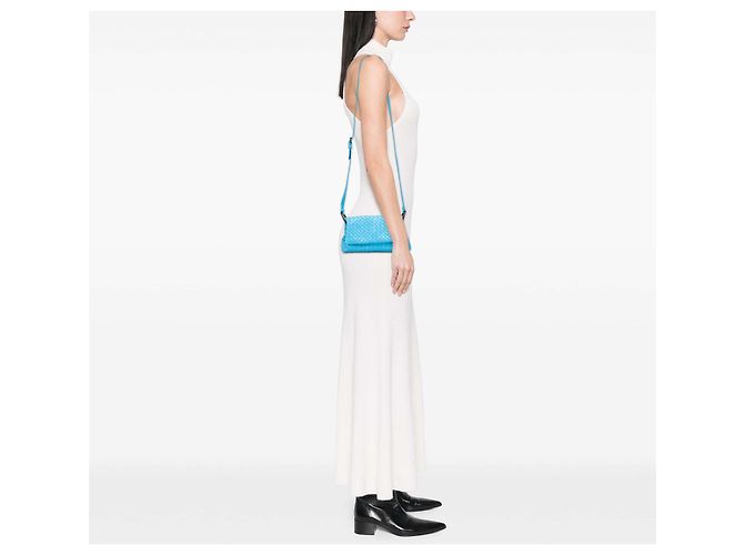 Bottega Veneta Borsa a tracolla in Nappa Blu Intrecciato Blu chiaro - vista 10