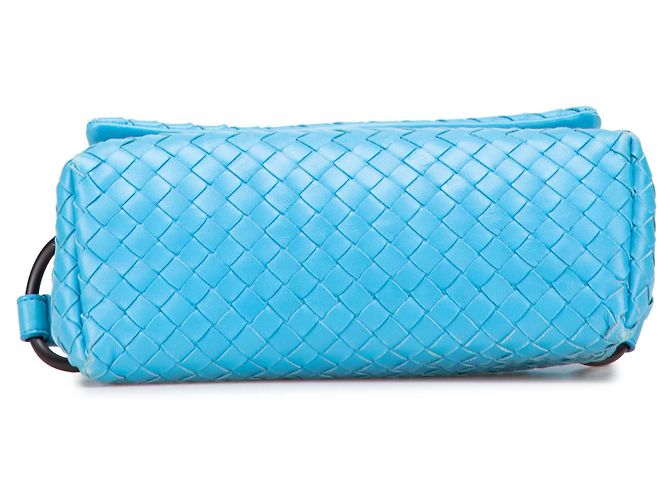 Bottega Veneta Borsa a tracolla in Nappa Blu Intrecciato Blu chiaro - vista 3