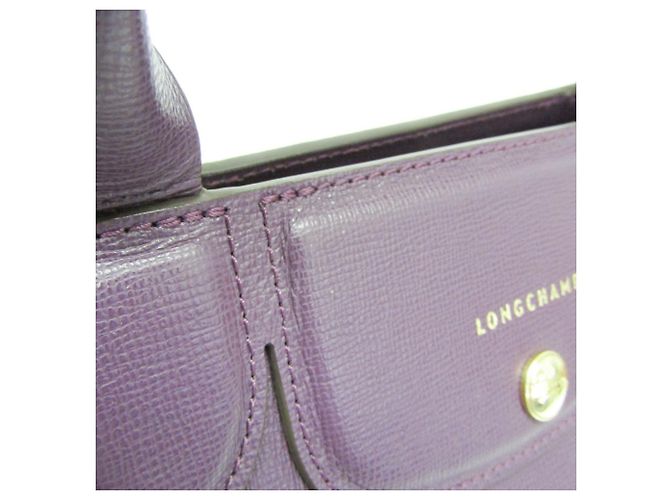 Heritage Le Pliage Leder Schultertasche von Longchamp Lila - Ansicht 10