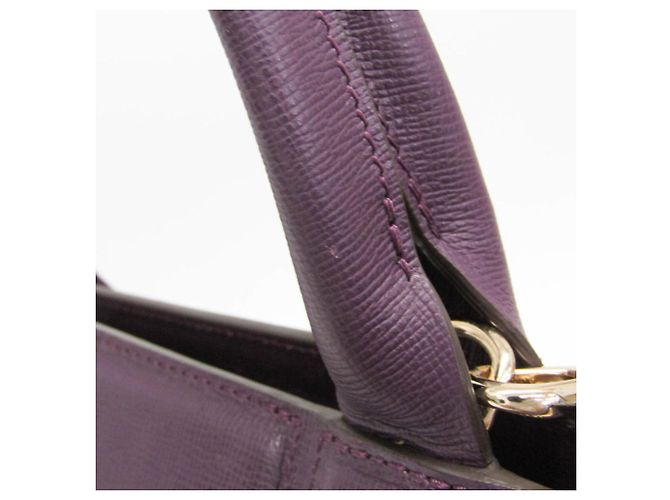 Heritage Le Pliage Leder Schultertasche von Longchamp Lila - Ansicht 14