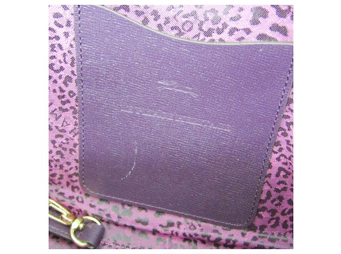 Heritage Le Pliage Leder Schultertasche von Longchamp Lila - Ansicht 17
