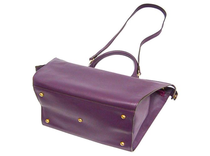 Heritage Le Pliage Leder Schultertasche von Longchamp Lila - Ansicht 2