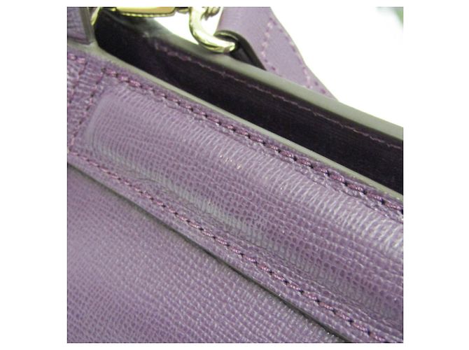 Heritage Le Pliage Leder Schultertasche von Longchamp Lila - Ansicht 9