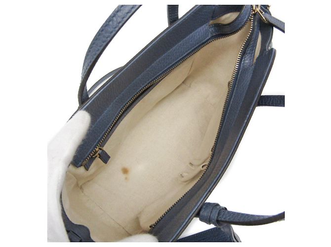 Borsa in pelle Gucci Swing blu - vista 3