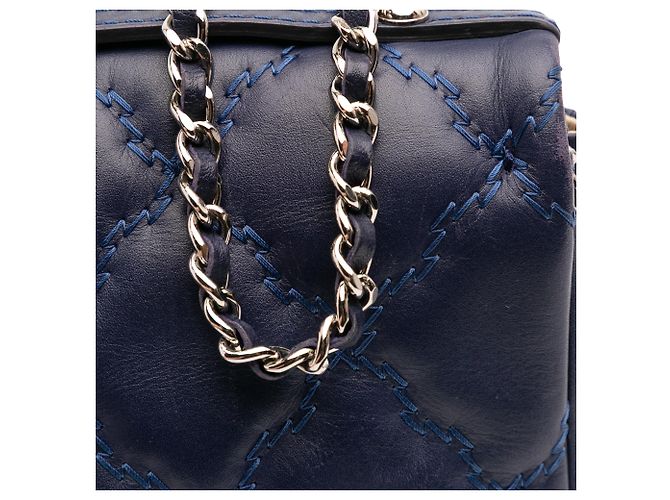 Chanel Blu Mini Double Stitch Hamptons Flap - vista 6