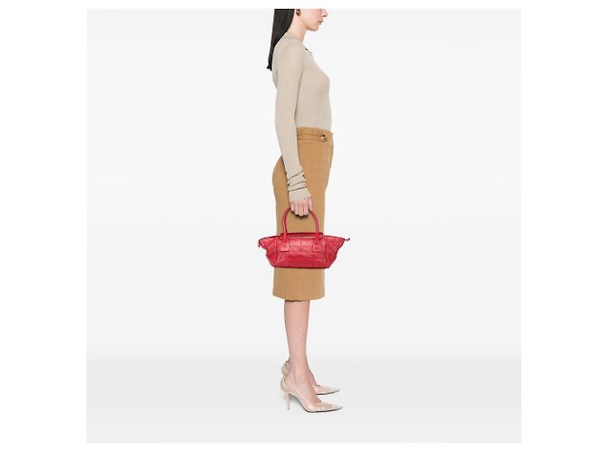 Chanel Rote Lammleder Quadratgesteppt Lax Handtasche - Ansicht 11