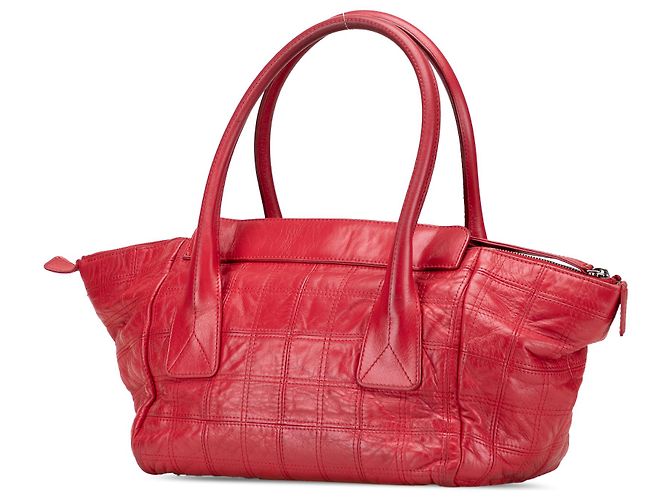 Chanel Rote Lammleder Quadratgesteppt Lax Handtasche - Ansicht 2