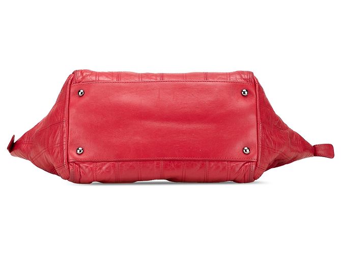 Chanel Rote Lammleder Quadratgesteppt Lax Handtasche - Ansicht 3