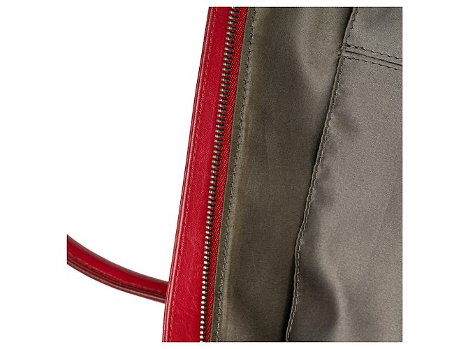 Chanel Rote Lammleder Quadratgesteppt Lax Handtasche - Ansicht 9