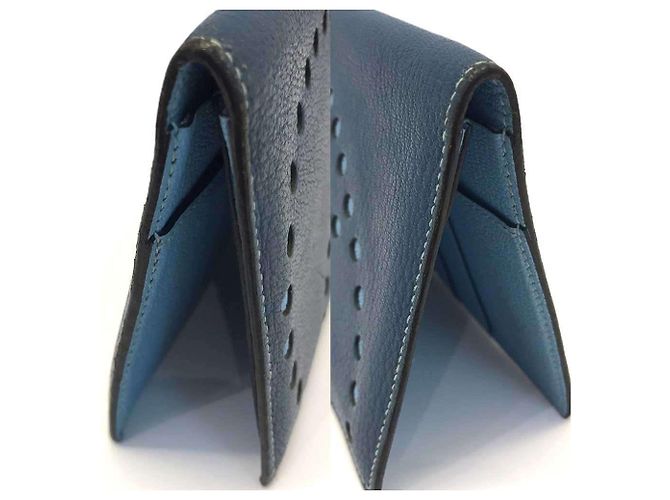 Portafoglio Lungo Evelyne di Hermès Blu Blu navy Blu chiaro - vista 3