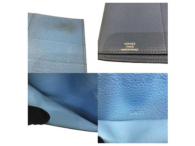 Portafoglio Lungo Evelyne di Hermès Blu Blu navy Blu chiaro - vista 5