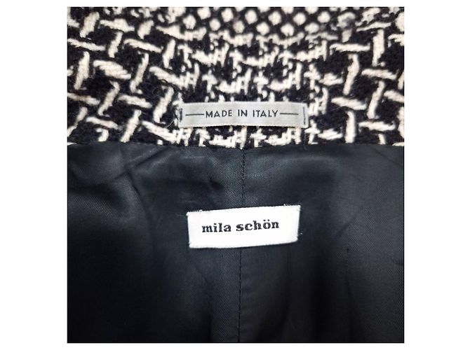Mila Shön Abrigo de lana blanco y negro Mila Schon - vista 3