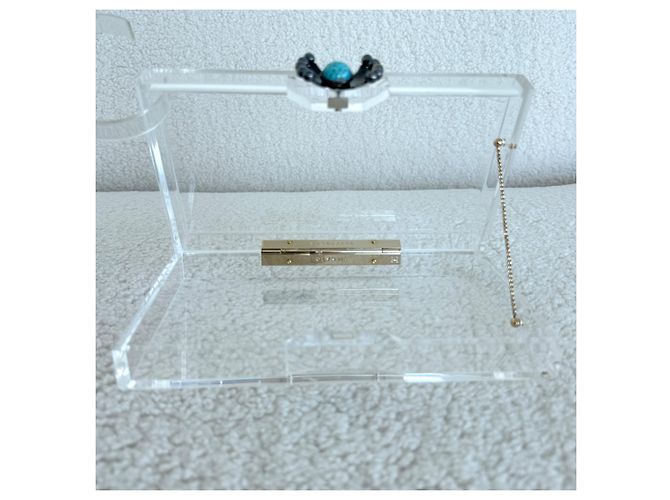 Clutch Pandora Box in acrilico blu Charlotte Olympia - vista 11