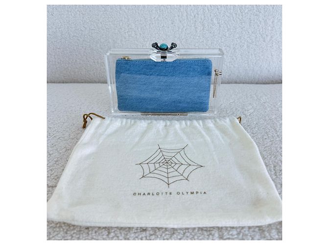 Clutch Pandora Box in acrilico blu Charlotte Olympia - vista 3
