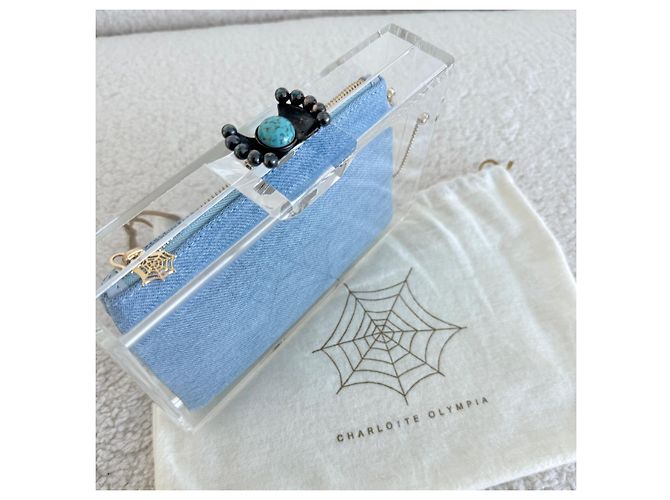 Clutch Pandora Box in acrilico blu Charlotte Olympia - vista 4