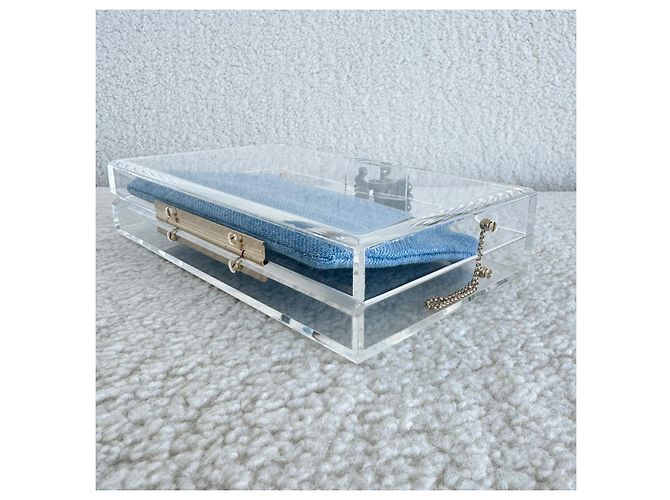 Clutch Pandora Box in acrilico blu Charlotte Olympia - vista 7