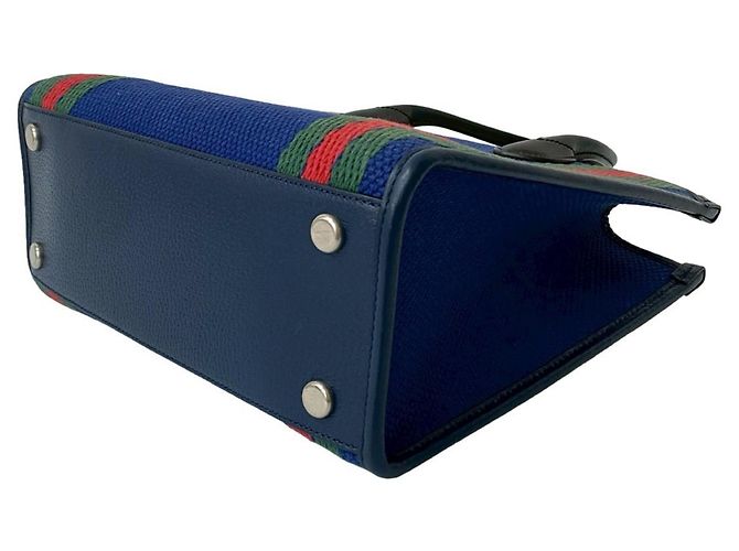 Bolsa de mão em lona e couro Sherry Line com G entrelaçado GUCCI Preto Vermelho Azul Verde Azul marinho - vista 8