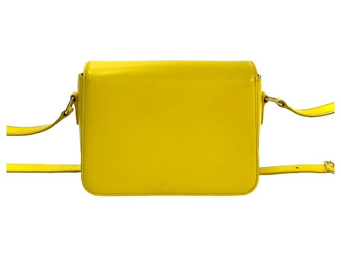 Céline Celine Teen Triomphe Logo Hardware Calf Leather Mini Shoulder Bag Yellow - view 4