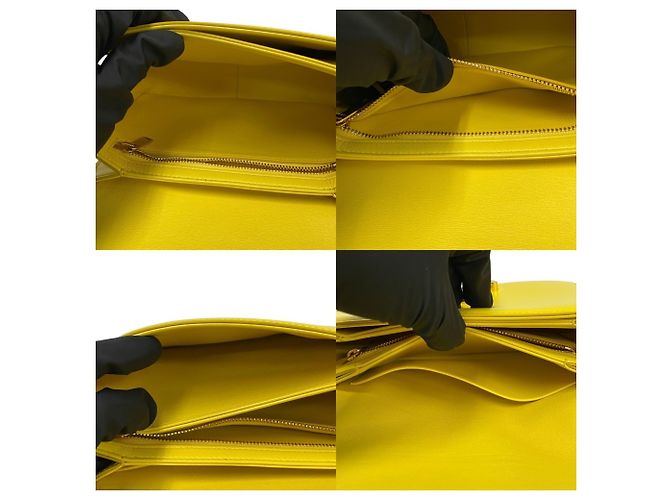 Céline Celine Teen Triomphe Logo Hardware Calf Leather Mini Shoulder Bag Yellow - view 9