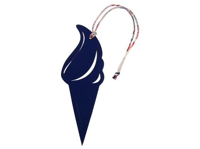 Hermès Petit H Ice Cream Leder-Schlüsselanhänger Rot Blau - Ansicht 3