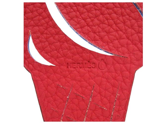 Hermès Petit H Ice Cream Leder-Schlüsselanhänger Rot Blau - Ansicht 4