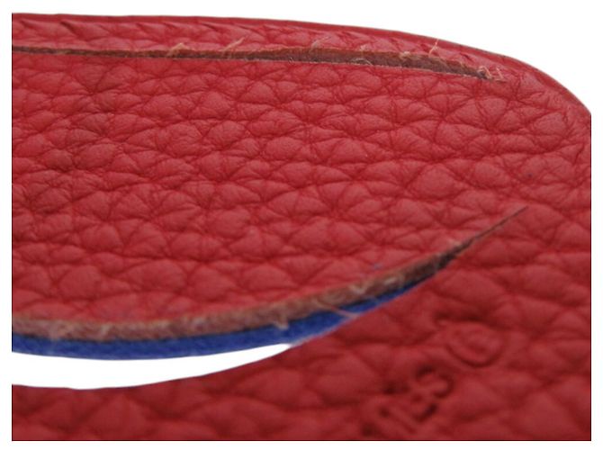 Hermès Petit H Ice Cream Leder-Schlüsselanhänger Rot Blau - Ansicht 5
