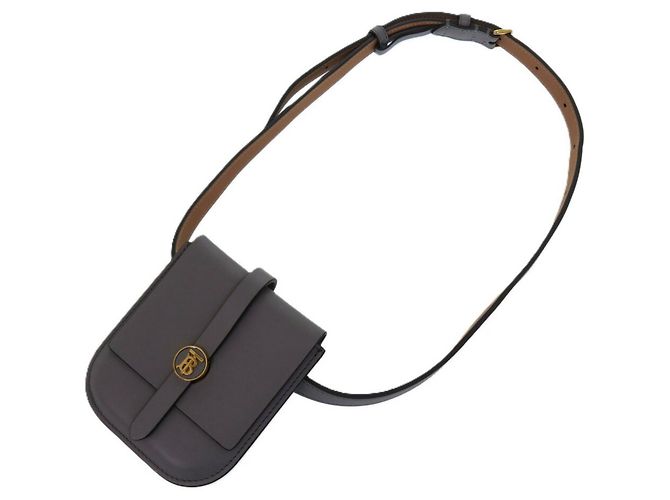 Marsupio in pelle grigia Burberry Marrone - vista 4