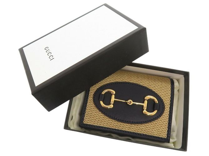 Billetera bi-fold Horsebit Gucci Beige Azul marino - vista 3