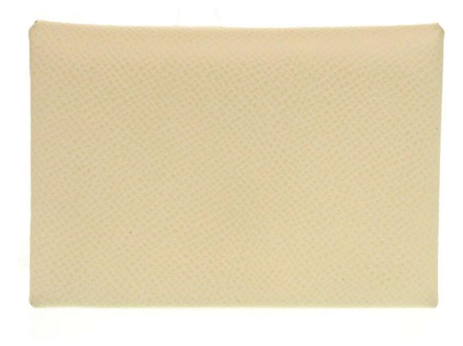 Monedero Calvi Duo de cuero Epsom de Hermès Blanco - vista 2