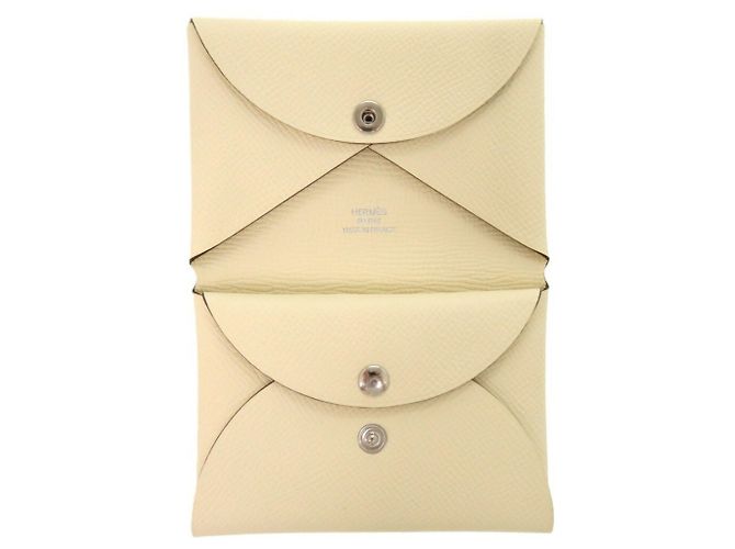 Monedero Calvi Duo de cuero Epsom de Hermès Blanco - vista 6