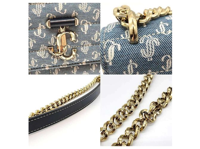 Borsa a Spalla Varenne Avenue con Catena Jimmy Choo Blu - vista 4