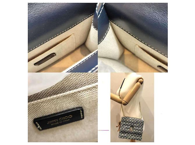 Borsa a Spalla Varenne Avenue con Catena Jimmy Choo Blu - vista 6