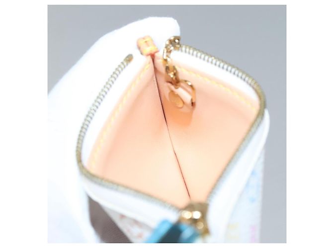 LOUIS VUITTON Multicolor Pochette Cles Coin Purse White M92655 LV Auth 139622V - view 18