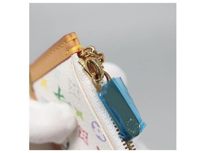 LOUIS VUITTON Multicolor Pochette Cles Coin Purse White M92655 LV Auth 139622V - view 9