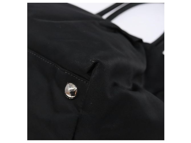 PRADA Borsa a Mano Nylon Argento Nero Auth 139576 - vista 16