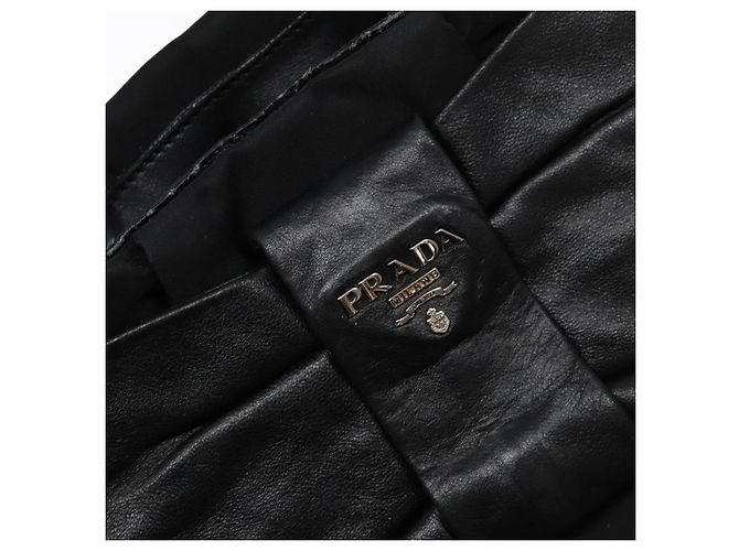 PRADA Borsa a Mano Nylon Argento Nero Auth 139576 - vista 18