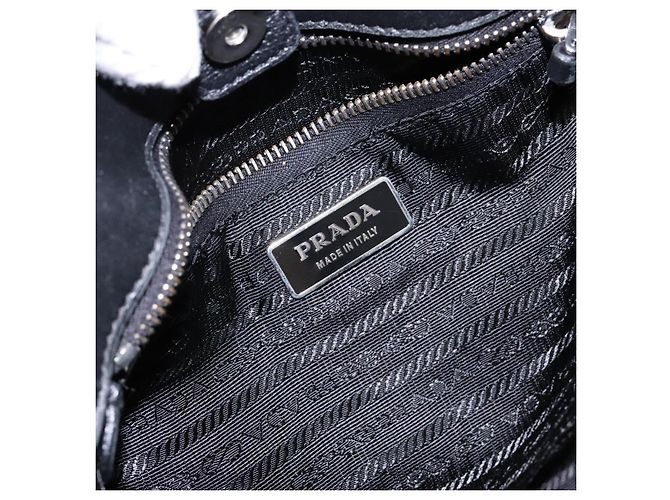 PRADA Borsa a Mano Nylon Argento Nero Auth 139576 - vista 19