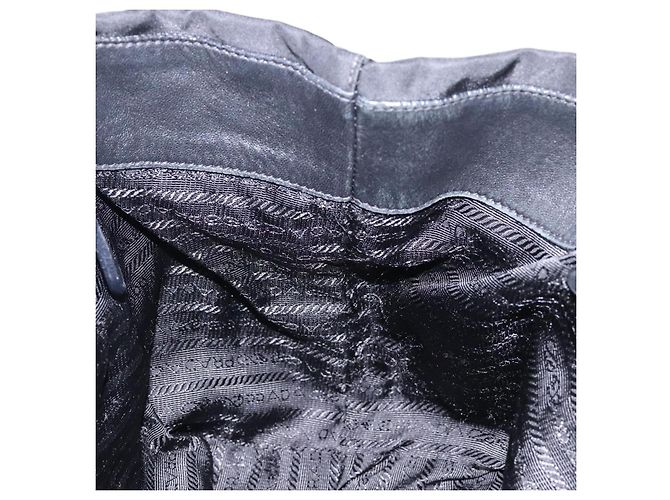 PRADA Borsa a Mano Nylon Argento Nero Auth 139576 - vista 21