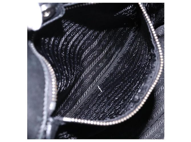 PRADA Borsa a Mano Nylon Argento Nero Auth 139576 - vista 22