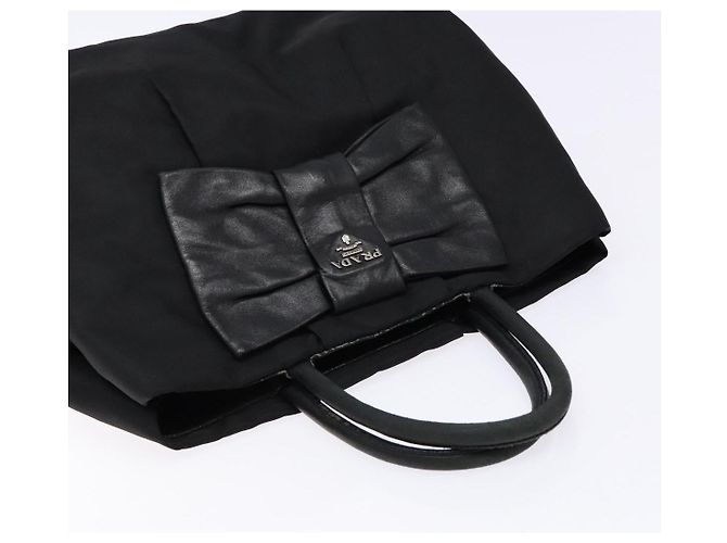 PRADA Borsa a Mano Nylon Argento Nero Auth 139576 - vista 6